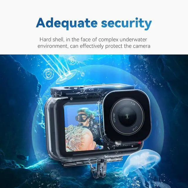 Alt view image 7 of 7 - TELESIN Waterproof Case for D-J-I Action 5 Pro Action 4/3 Camera, with Anti-Fog Underwater Housing Shell Cage Supports 45M/148FT Deep Diving Scuba Snorkeling Swimming with Quick Release Screw