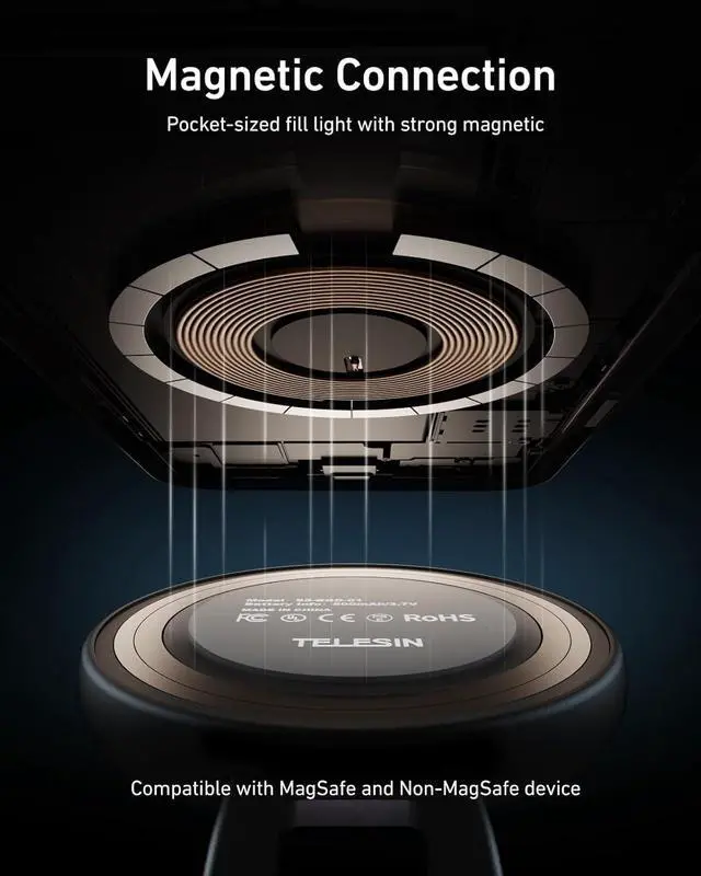 Alt view image 5 of 7 - TELESIN C03 Magnetic Phone Selfie Light Compatible with iPhone Magsafe, CRI97 360° LED Selfie Ring Fill Light with Mirror for Selfies/Photography/TikTok/Zoom Calls/Video Conference (White)