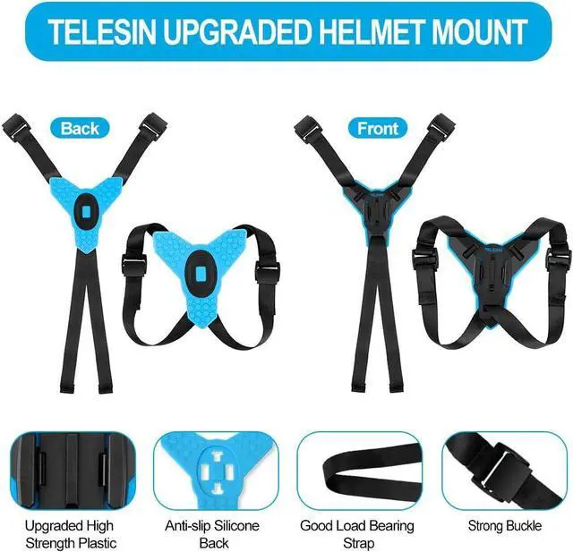 Alt view image 2 of 6 - TELESIN Helmet Mount Chin Strap Clamp Attachment Motocycle Dirt Bike Holder Clip Accessories for GoPro Max Hero 12 11 10 9 8 7 6 5 Insta360 X3 GO3 Ace Pro D-J-I Action 3 4 Pocket 3 Hiking Cycling