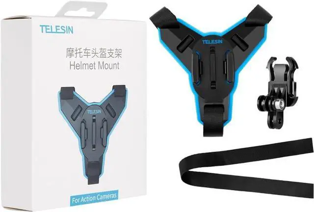 Alt view image 3 of 6 - TELESIN Helmet Mount Chin Strap Clamp Attachment Motocycle Dirt Bike Holder Clip Accessories for GoPro Max Hero 12 11 10 9 8 7 6 5 Insta360 X3 GO3 Ace Pro D-J-I Action 3 4 Pocket 3 Hiking Cycling