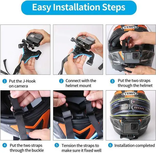 Alt view image 4 of 6 - TELESIN Helmet Mount Chin Strap Clamp Attachment Motocycle Dirt Bike Holder Clip Accessories for GoPro Max Hero 12 11 10 9 8 7 6 5 Insta360 X3 GO3 Ace Pro D-J-I Action 3 4 Pocket 3 Hiking Cycling