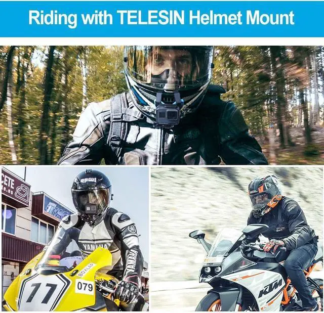 Alt view image 5 of 6 - TELESIN Helmet Mount Chin Strap Clamp Attachment Motocycle Dirt Bike Holder Clip Accessories for GoPro Max Hero 12 11 10 9 8 7 6 5 Insta360 X3 GO3 Ace Pro D-J-I Action 3 4 Pocket 3 Hiking Cycling