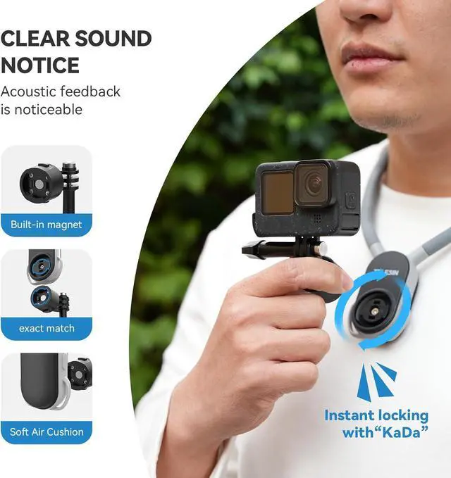 Alt view image 3 of 6 - TELESIN S2 Plus Magnetic Neck Mount Quick Release with Fixing Chest Strap, Necklace Lanyard Strap Holder for GoPro 13 12 11 10 9 8 Max Insta360 X5 X4 X3 GO3 Ace D-J-I Osmo Action 3 4 5 Pro Accessory