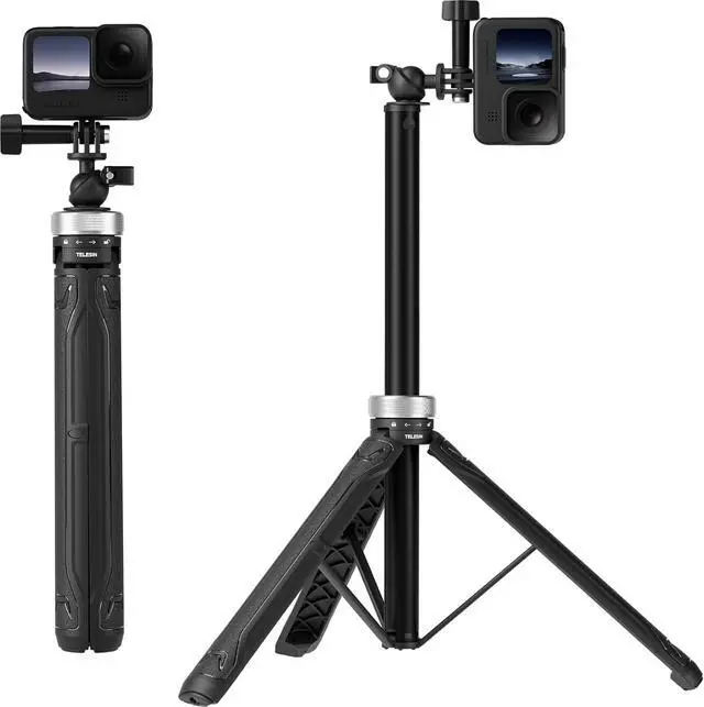Main image of TELESIN 59in Long Selfie Stick Tripod for GoPro, 360 Ball Joint Extension Pole Monopod Handle Grip for Go Pro Max Hero 13 12 11 10 9 Insta360 X5 X4 X3 Ace Pro D-J-I OSMO 360 Action 5 Pro 3 4 Pocket 3