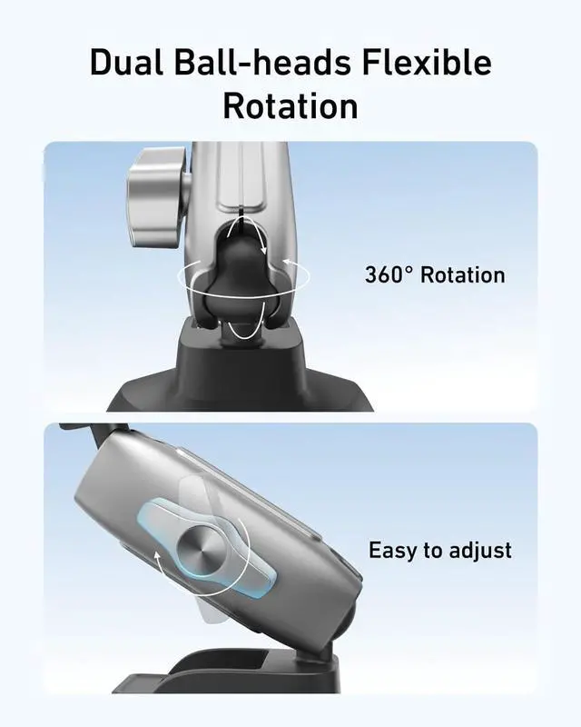 Alt view image 3 of 7 - TELESIN Aluminum Suction Cup Car Mount Windshield Window Dashboard Holder with Phone Clip for GoPro Max Mini Hero 13 12 11 10 9 Insta360 X4 X5 D-J-I Action 4 5pro OSMO 360 Nano iPhone Android AKASO