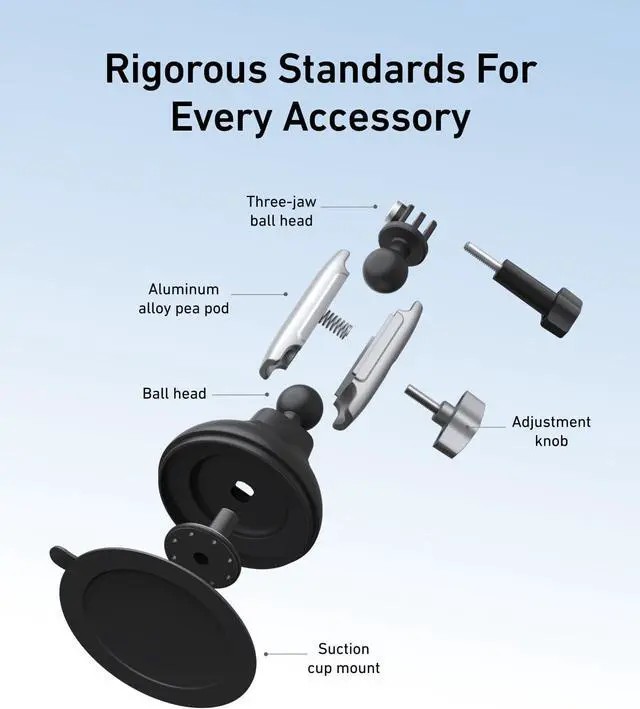 Alt view image 4 of 7 - TELESIN Aluminum Suction Cup Car Mount Windshield Window Dashboard Holder with Phone Clip for GoPro Max Mini Hero 13 12 11 10 9 Insta360 X4 X5 D-J-I Action 4 5pro OSMO 360 Nano iPhone Android AKASO