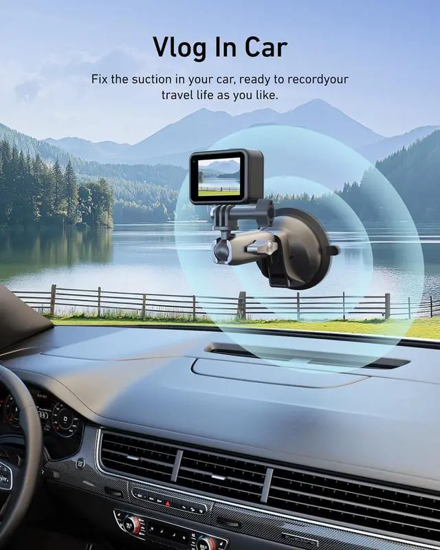 Alt view image 7 of 7 - TELESIN Aluminum Suction Cup Car Mount Windshield Window Dashboard Holder with Phone Clip for GoPro Max Mini Hero 13 12 11 10 9 Insta360 X4 X5 D-J-I Action 4 5pro OSMO 360 Nano iPhone Android AKASO