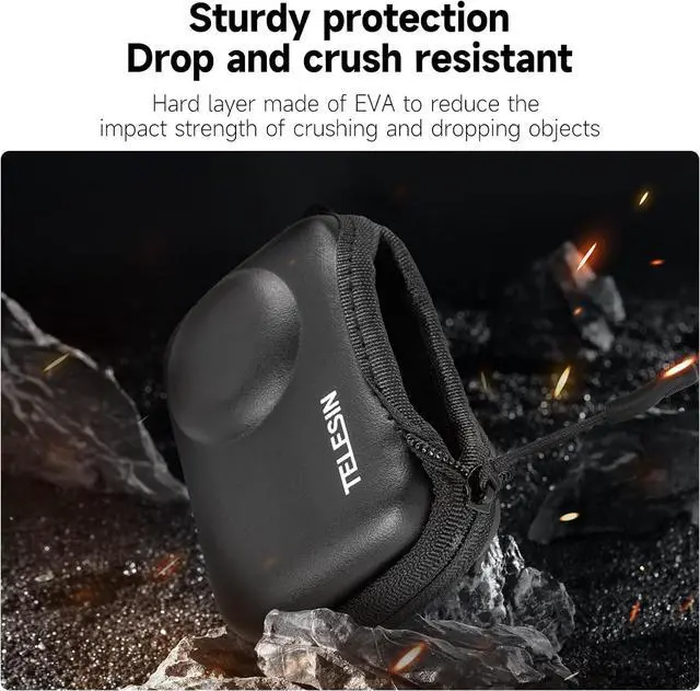 Alt view image 3 of 7 - TELESIN Mini Carry Case Lens Protector for D-J-I Action 5 Pro Action 4 Action 3 Insta 360 Ace Insta360 Ace Pro Accessories, Mini Protective Carrying Bag Half Zipper for Selfie Stick Tripod Accessory