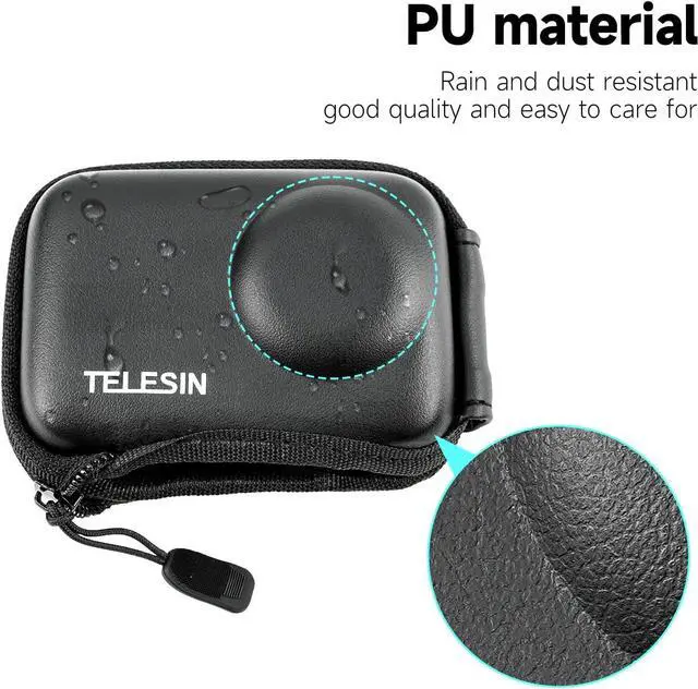 Alt view image 7 of 7 - TELESIN Mini Carry Case Lens Protector for D-J-I Action 5 Pro Action 4 Action 3 Insta 360 Ace Insta360 Ace Pro Accessories, Mini Protective Carrying Bag Half Zipper for Selfie Stick Tripod Accessory