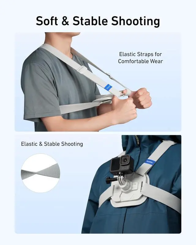 Alt view image 3 of 7 - TELESIN Magnetic Chest Mount Quick Release Harness Strap Mount with Thick Cushion Compatible with Go Pro Hero 13 12 11 10, AKASO, Insta360 X5, D-J-I Osmo 360 Action Cameras Comfort & Balance Stability