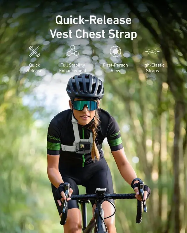 Alt view image 4 of 7 - TELESIN Magnetic Chest Mount Quick Release Harness Strap Mount with Thick Cushion Compatible with Go Pro Hero 13 12 11 10, AKASO, Insta360 X5, D-J-I Osmo 360 Action Cameras Comfort & Balance Stability