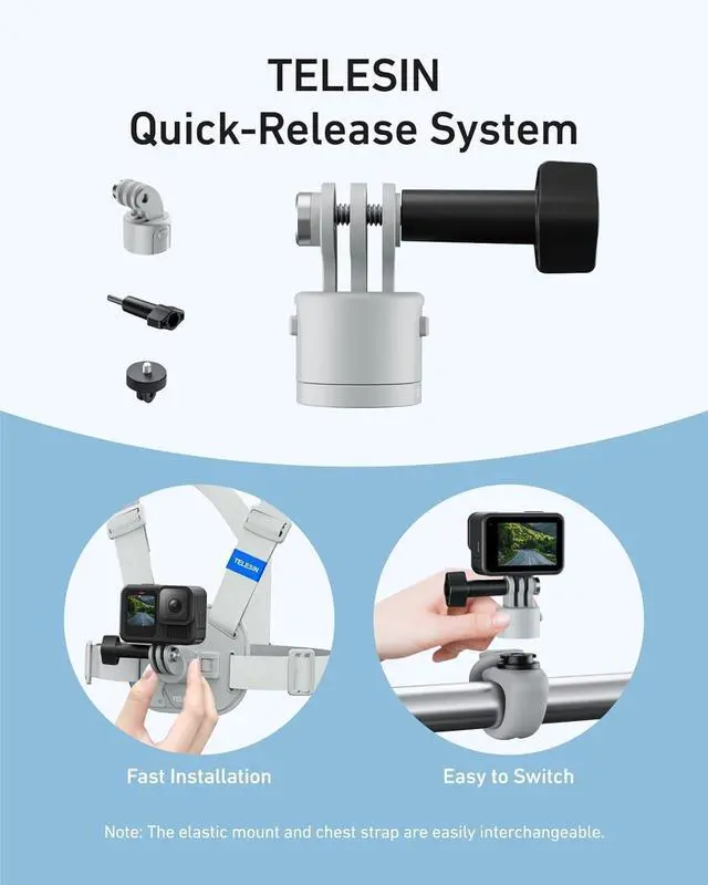 Alt view image 7 of 7 - TELESIN Magnetic Chest Mount Quick Release Harness Strap Mount with Thick Cushion Compatible with Go Pro Hero 13 12 11 10, AKASO, Insta360 X5, D-J-I Osmo 360 Action Cameras Comfort & Balance Stability