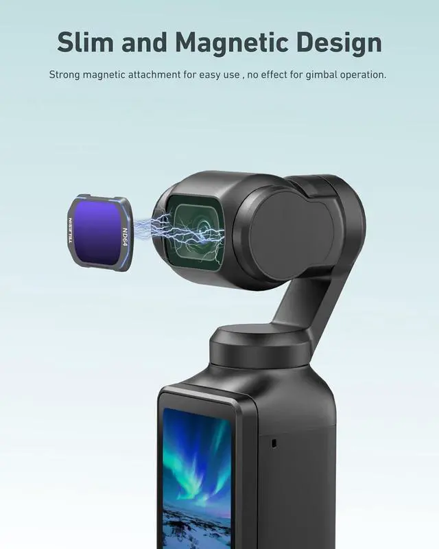 Alt view image 2 of 7 - TELESIN ND256 Filter for D-J-I Osmo Pocket 3 Accessories, Osmo Pocket 3 Neutral Density Filter, Magnetic Installation, Multi-Coated Optical Glass, Dynamic Blur Control, Precise Exposure Balance