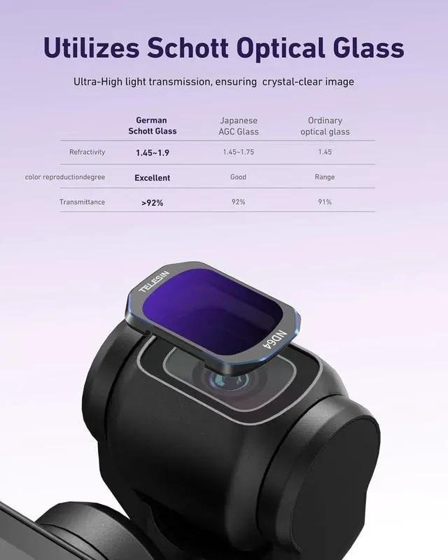 Alt view image 5 of 7 - TELESIN ND256 Filter for D-J-I Osmo Pocket 3 Accessories, Osmo Pocket 3 Neutral Density Filter, Magnetic Installation, Multi-Coated Optical Glass, Dynamic Blur Control, Precise Exposure Balance