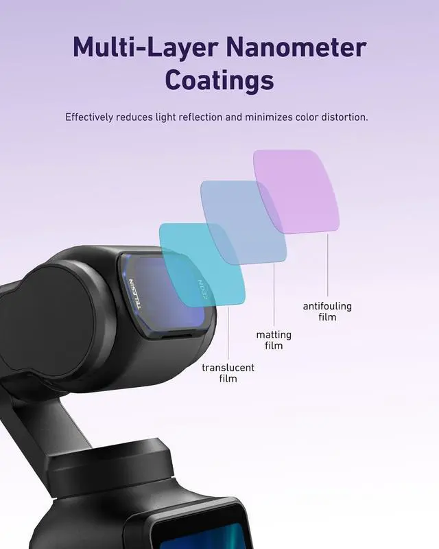 Alt view image 7 of 7 - TELESIN ND256 Filter for D-J-I Osmo Pocket 3 Accessories, Osmo Pocket 3 Neutral Density Filter, Magnetic Installation, Multi-Coated Optical Glass, Dynamic Blur Control, Precise Exposure Balance