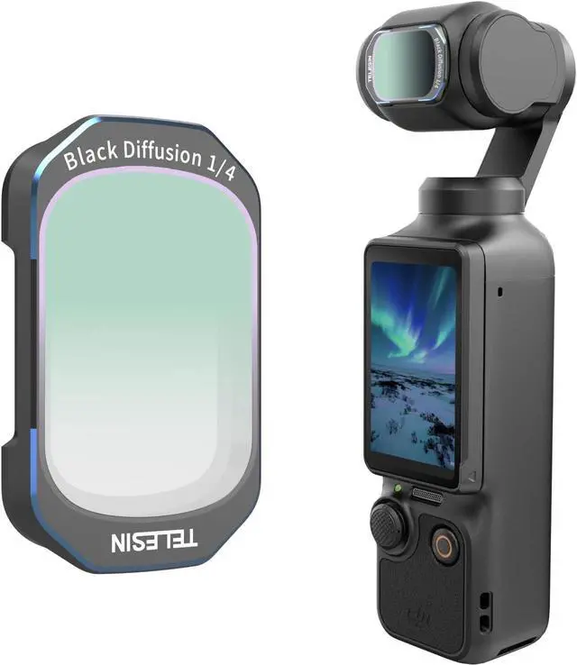 Main image of TELESIN Pocket 3 Magnetic Black Diffusion 1/4 Filter, Dreamy Cinematic Mist Lens Effect Filter for D-J-I Osmo Pocket 3, Ultra Slim Frame & Multi Coated HD Optical Glass for Osmo Pocket Accessories