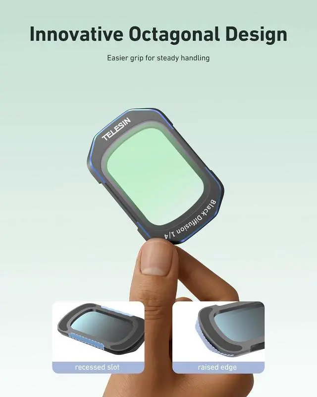 Alt view image 3 of 7 - TELESIN Pocket 3 Magnetic Black Diffusion 1/4 Filter, Dreamy Cinematic Mist Lens Effect Filter for D-J-I Osmo Pocket 3, Ultra Slim Frame & Multi Coated HD Optical Glass for Osmo Pocket Accessories