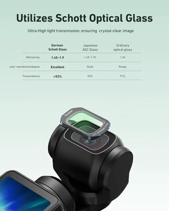 Alt view image 5 of 7 - TELESIN Pocket 3 Magnetic Black Diffusion 1/4 Filter, Dreamy Cinematic Mist Lens Effect Filter for D-J-I Osmo Pocket 3, Ultra Slim Frame & Multi Coated HD Optical Glass for Osmo Pocket Accessories