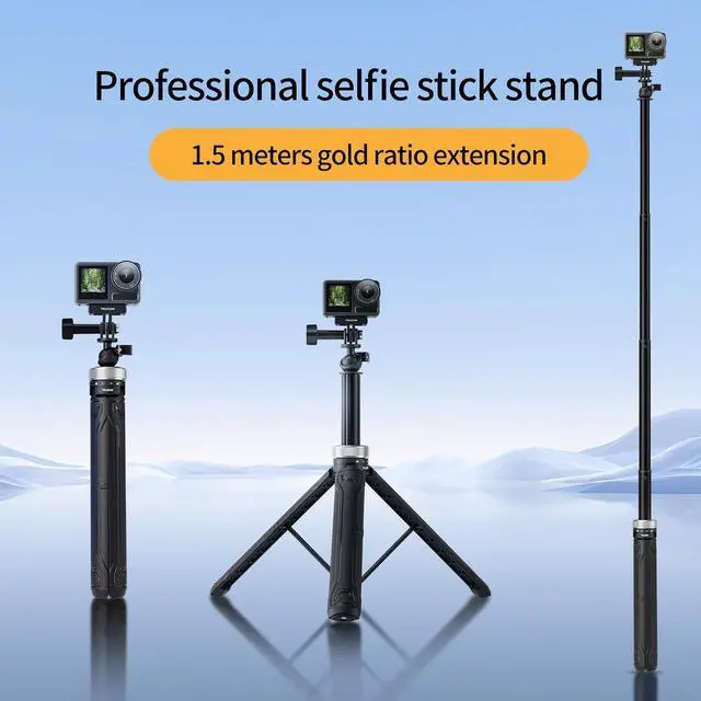 Alt view image 2 of 7 - TELESIN 59in Long Selfie Stick Tripod for GoPro, 360 Ball Joint Extension Pole Monopod Handle Grip for Go Pro Max Hero 13 12 11 10 9 Insta360 X5 X4 X3 Ace Pro D-J-I OSMO 360 Action 5 Pro 3 4 Pocket 3