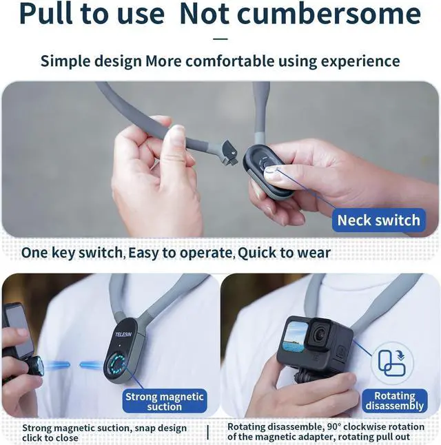 Alt view image 6 of 6 - TELESIN Neck Mount Necklace Holder, POV Selfie Hand Free Head Chest Shoulder Body Strap Attach Bike Motorcycle Video Accessories for GoPro Max Go Pro Hero 12 11 10 9 8 Insta360 X3 GO3 D-J-I Action 3 4