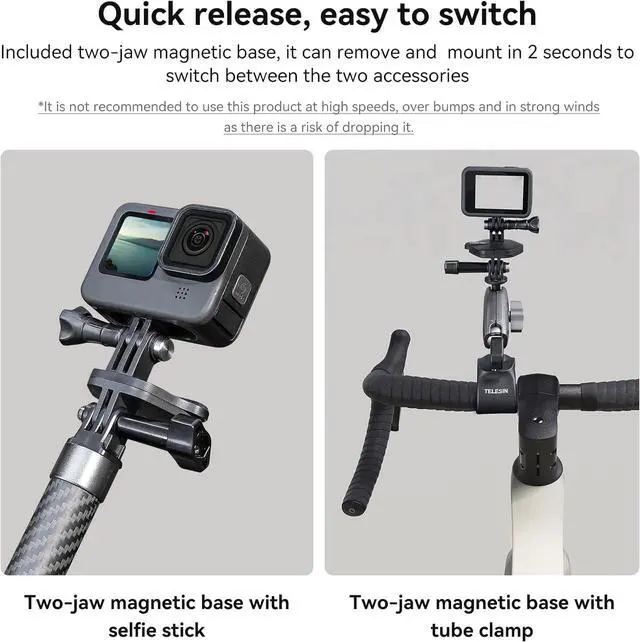 Alt view image 3 of 6 - TELESIN Magnetic Chest Mount with Neck Strap + Phone Holder + Magnet Tripod Quick Release Base for GoPro Max 12 11 10 Insta360 D-J-I Action Accessories