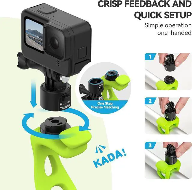 Alt view image 2 of 6 - TELESIN S2 Quick Release 360 Flexible Mount Wrap Band, Bike Motorcycle Handlebar Roll Bar Tube Stick Pole Mounting Accessories for GoPro 13 12 11 10 8 7 Insta360 X3 X4 D-J-I Action 5 Pro 4 Pocket 3