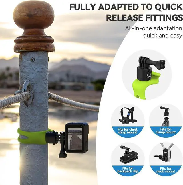 Alt view image 3 of 6 - TELESIN S2 Quick Release 360 Flexible Mount Wrap Band, Bike Motorcycle Handlebar Roll Bar Tube Stick Pole Mounting Accessories for GoPro 13 12 11 10 8 7 Insta360 X3 X4 D-J-I Action 5 Pro 4 Pocket 3