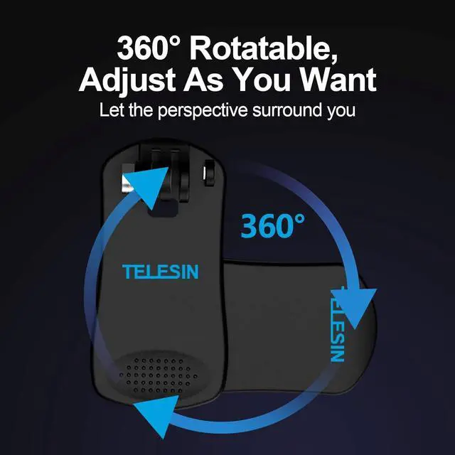 Alt view image 2 of 6 - TELESIN 360 Rotational Backpack Clip Mount Super Solid Fast Release Clamp Rotation Hat Mount for GoPro Hero 8, Hero 7/6/5 Black, Hero4, Hero3, osmo action, Fusion,Xiaomi YI, Action Cameras