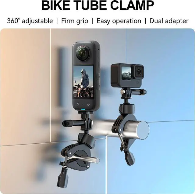 Alt view image 2 of 6 - Adaptom Bike Mount+Phone Holder, 360 Rotation Camera Bicycle Motorcycle Rearview Mirror Tube Clamp for GoPro Max Hero 12 11 10 9 8 Insta360 D-J-I Action Accessories