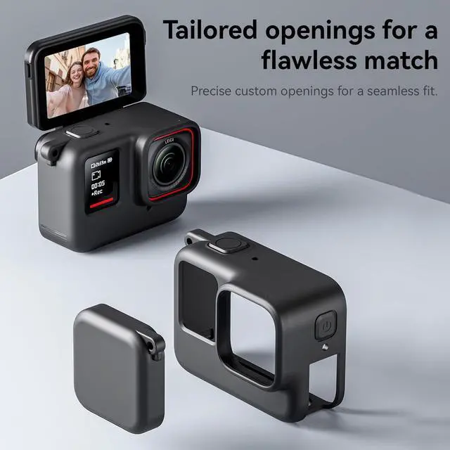 Alt view image 4 of 7 - TELESIN Silicone Case Frame Housing Cage Protective Sleeve with Lens Cover Cap for Insta360 Ace Pro Insta 360 Camera Mount Accessories (for Insta360 Ace Pro)