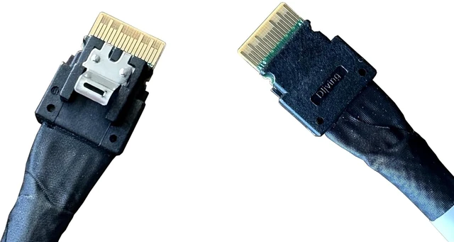 Alt view image 4 of 5 - MCIOx8 to 2*SlimSASx4, SFF-TA-101674Pin to 2*SFF-8654 38Pin,PCIe Gen5 Mini Cooledge IODouble Straight Cable 80CM(CBL-MCIO-1255S4Y)