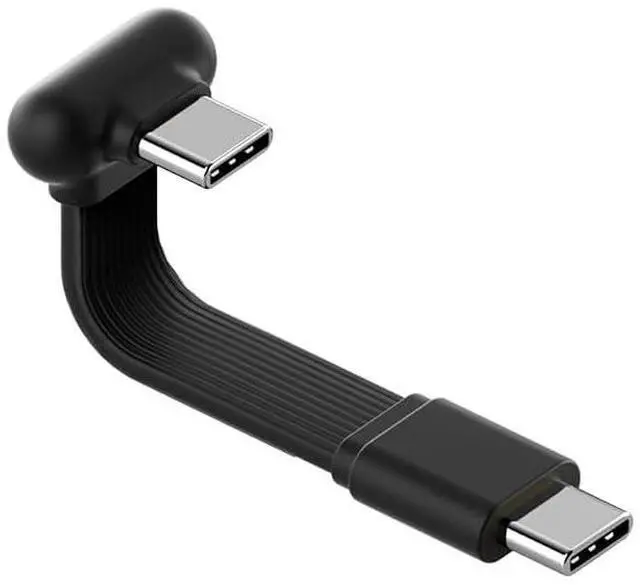 Main image of 180 Degree U-Type USB-C Cable, Short Flat 60W 20V/3A Fast Charging Cable, 480Mbps Data Transfer for iPhone 17 16 Pro Max, Galaxy S25 Ultra S25+, Power Bank, Cooling Fan (Black, 0.18ft)