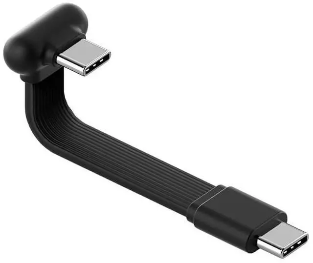 Main image of 180 Degree U-Type USB-C Cable, Short Flat 60W 20V/3A Fast Charging Cable, 480Mbps Data Transfer for iPhone 17 16 Pro Max, Galaxy S25 Ultra S25+, Power Bank, Cooling Fan (Black, 0.23ft)