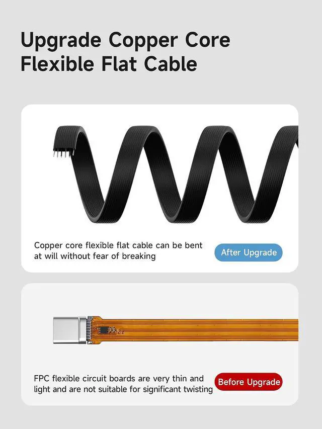 Alt view image 6 of 7 - 180 Degree U-Type USB-C Cable, Short Flat 60W 20V/3A Fast Charging Cable, 480Mbps Data Transfer for iPhone 17 16 Pro Max, Galaxy S25 Ultra S25+, Power Bank, Cooling Fan (Black, 0.11ft)