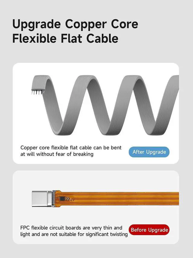 Alt view image 6 of 7 - 180 Degree U-Type USB-C Cable, Short Flat 60W 20V/3A Fast Charging Cable, 480Mbps Data Transfer for iPhone 17 16 Pro Max, Galaxy S25 Ultra S25+, Power Bank, Cooling Fan (Grey, 0.23ft)