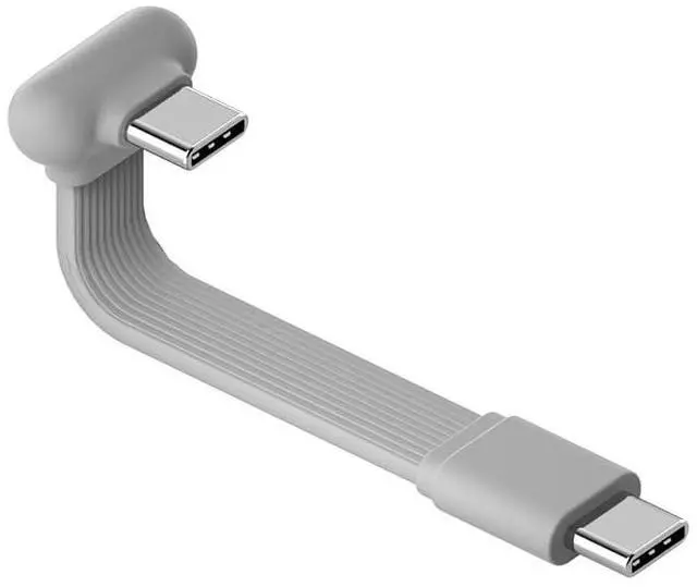 Main image of 180 Degree U-Type USB-C Cable, Short Flat 60W 20V/3A Fast Charging Cable, 480Mbps Data Transfer for iPhone 17 16 Pro Max, Galaxy S25 Ultra S25+, Power Bank, Cooling Fan (Grey, 0.23ft)