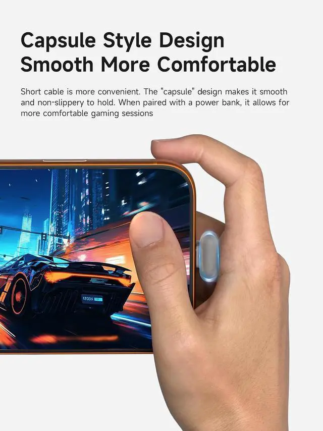 Alt view image 3 of 7 - 180 Degree U-Type USB-C Cable, Short Flat 60W 20V/3A Fast Charging Cable, 480Mbps Data Transfer for iPhone 17 16 Pro Max, Galaxy S25 Ultra S25+, Power Bank, Cooling Fan (Grey, 0.23ft)