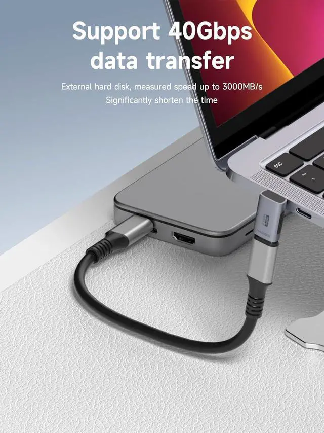 Alt view image 2 of 7 - 240W 40Gbps 8K USB C Adapter, USB-C Male to Female Adapter, USB4 Connecter for Thunderbolt 4/3, ROG Ally, Steam Deck, Switch, Dock, Mac, Tablet, iPhone 16 15 Pro Max (Middle L Type)