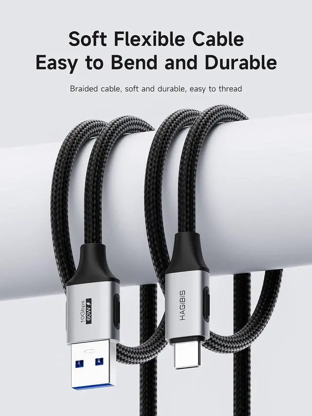 Alt view image 5 of 7 - USB A to USB C Cable, 10Gbps Data Transfer 60W 20V/3A Fast Charging USB3.2 GEN2 Type C Cord CarPlay Cable for iPhone 17 16 Pro Max, Galaxy S25 Ultra S25+, MacBook Pro, iPad (1.6FT)