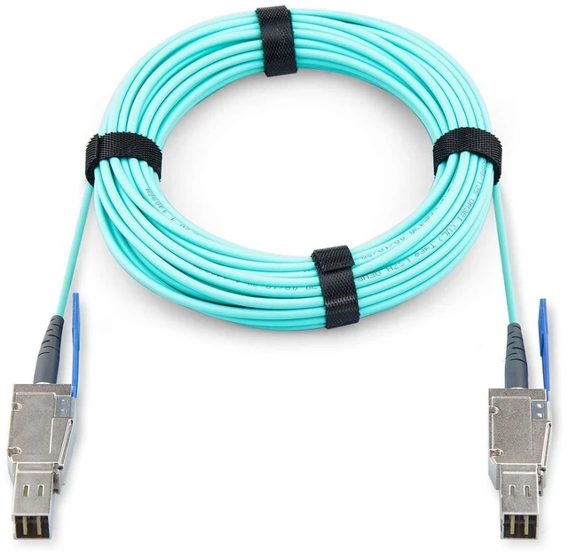 Main image of Mini SAS HD SFF-8644 to SFF-8644 AOC Fiber Optic Cable, 12G External Mini SAS Fiber Cable for Hard Disk Server, SAN, Raid Card, 15-m(49.21-ft)