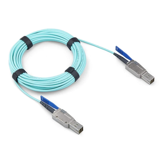 Alt view image 2 of 6 - Mini SAS HD SFF-8644 to SFF-8644 AOC Fiber Optic Cable, 12G External Mini SAS Fiber Cable for Hard Disk Server, SAN, Raid Card, 15-m(49.21-ft)