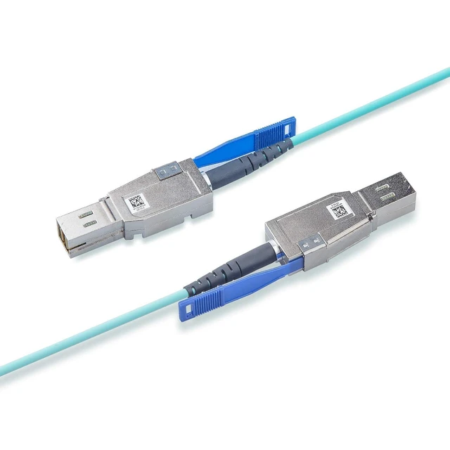 Alt view image 5 of 6 - Mini SAS HD SFF-8644 to SFF-8644 AOC Fiber Optic Cable, 12G External Mini SAS Fiber Cable for Hard Disk Server, SAN, Raid Card, 15-m(49.21-ft)
