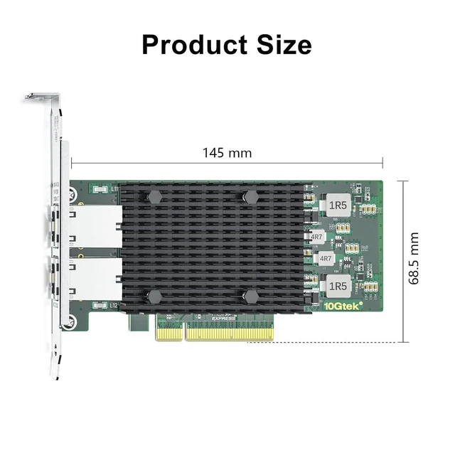 Alt view image 5 of 6 - 10Gb PCIe RJ45 NIC Network Card, Compare to Intel X540-T2, 2-Pack