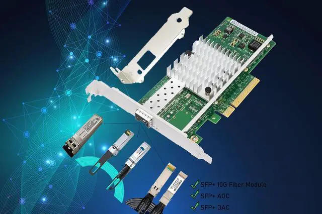 Alt view image 6 of 7 - 10Gb Network Card Single SFP+ Port PCIE x8 Ethernet Converged Server Adapter NIC Compatible with X520-DA1 82599EN Chip Support Windows 7/8/10/11/Visa,Server/Linux/VMware