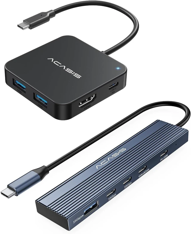 Main image of ACASIS USB C Hub 10Gbps, 6-in-1 Multiport Adapter Bundle with type C Splitter with 4K@60Hz Video Output, 4K 60Hz HDMI, 100W Power Delivery, USB A3.2 Data Port, USB C to HDMI Adapter for MacBook, Dell,