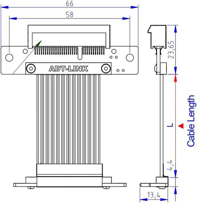 Alt view image 4 of 4 - PCI Express 4.0 x4 Extension Riser Cable 90 180 Degree (5cm, R22SF-TL 4.0)