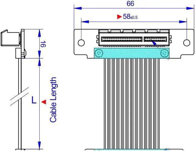 Alt view image 3 of 5 - PCI Express 4.0 x4 Extension Riser Cable 90 180 Degree
