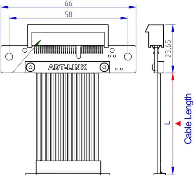 Alt view image 4 of 4 - PCI Express 4.0 x4 Extension Riser Cable 90 180 Degree (40cm, R22SF 4.0)