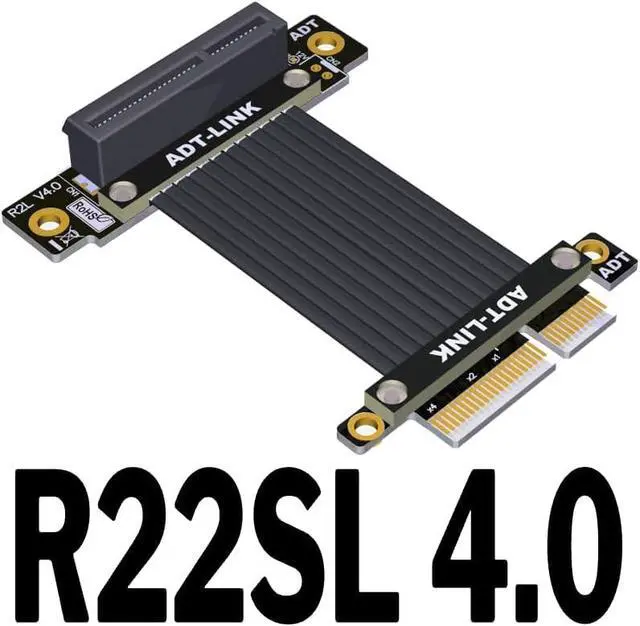 Alt view image 2 of 5 - PCI Express 4.0 x4 Extension Riser Cable 90 180 Degree