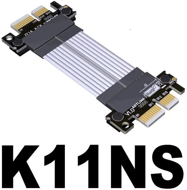 Alt view image 2 of 4 - PCIe 4.0 x1 to x1 Jumper Cable Male to Male Tx to Rx Silver Plated Wire with Low Impedance (300mm, K11NS)
